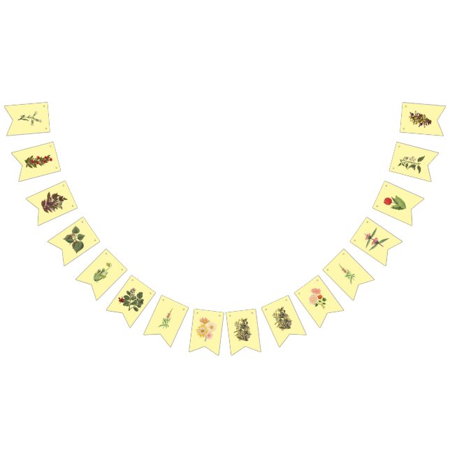 À Fanions Bannière florale jaune clair pour fêtes (Tout)