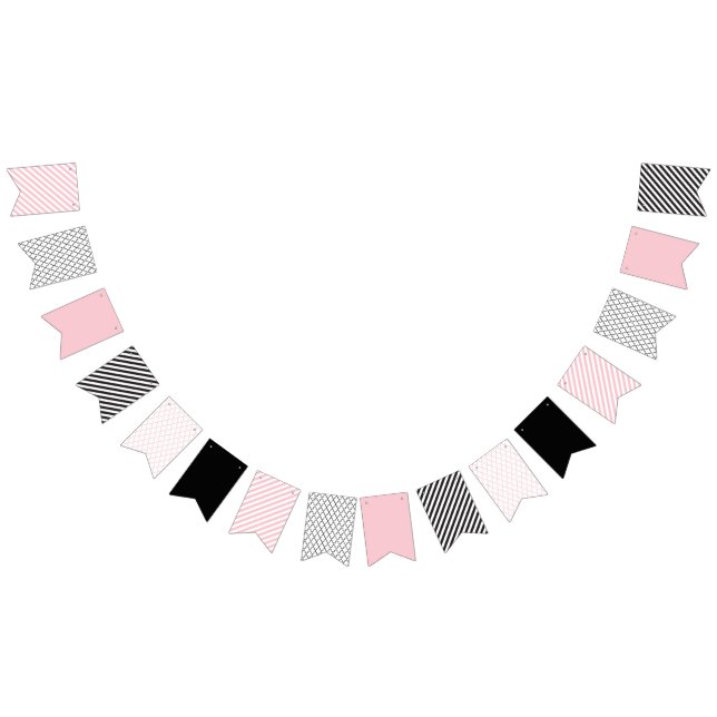 À Fanions Bannière géométrique rose et noir (Tout)