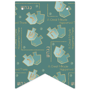 À Fanions Bannière Hanoukka Swallowtail Turquoise Gold Dreid