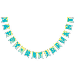 À Fanions BANNIÈRE HEUREUSE de RETRAITE, bleu et jaune