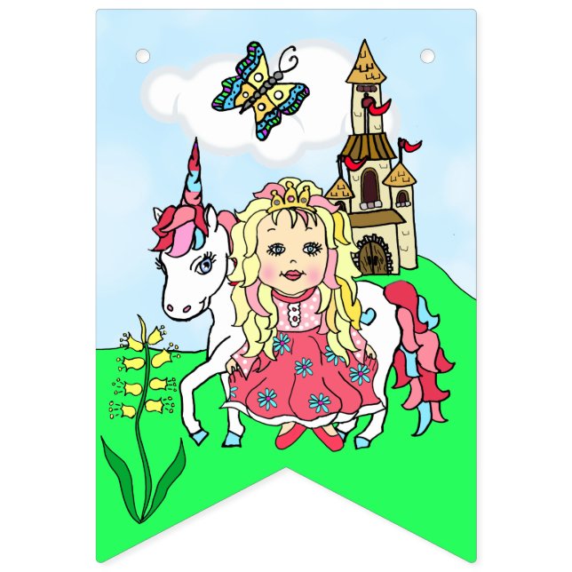 À Fanions Bannière Joyeux Anniversaire Princesse Rose (Seizième drapeau)