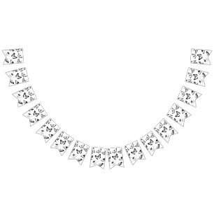 À Fanions Bannière Mariage de bruyères noires et blanches