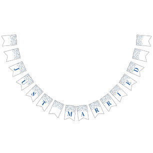 À Fanions Bannière Mariée Bleu foncé Argent Confetti