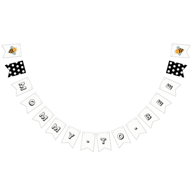 À Fanions Bannière orientée de baby shower d'abeille - maman (Tout)