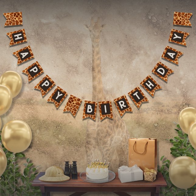 À Fanions Bannière poster de animal Giraffe Anniversaire Bun (Créateur téléchargé)