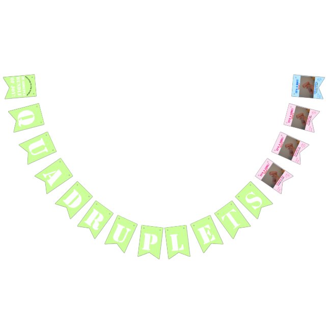 À Fanions Bannière Quadruplet Girl's Boy Bunting (Tout)