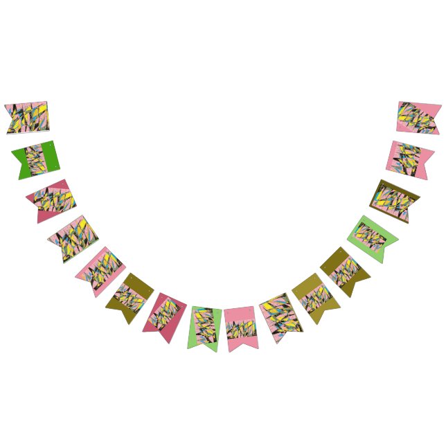 À Fanions Bannière rétro abstraite avec rose et vert (Tout)