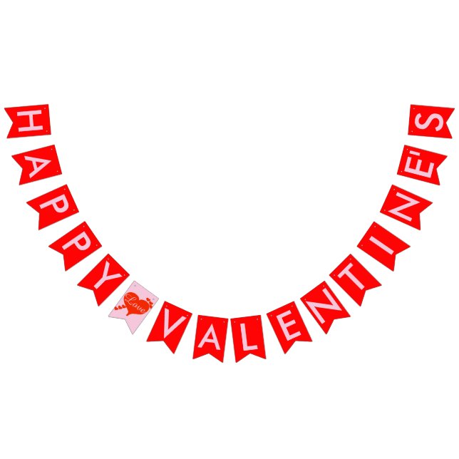 À Fanions Bannière rose d'étamine de coeurs rouges de (Tout)