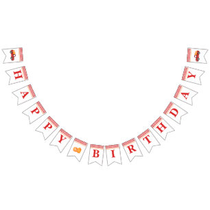 À Fanions Bannière rouge de joyeux anniversaire de camion d