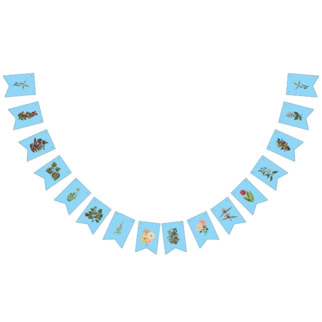 À Fanions Belle bannière florale sur fond bleu (Tout)