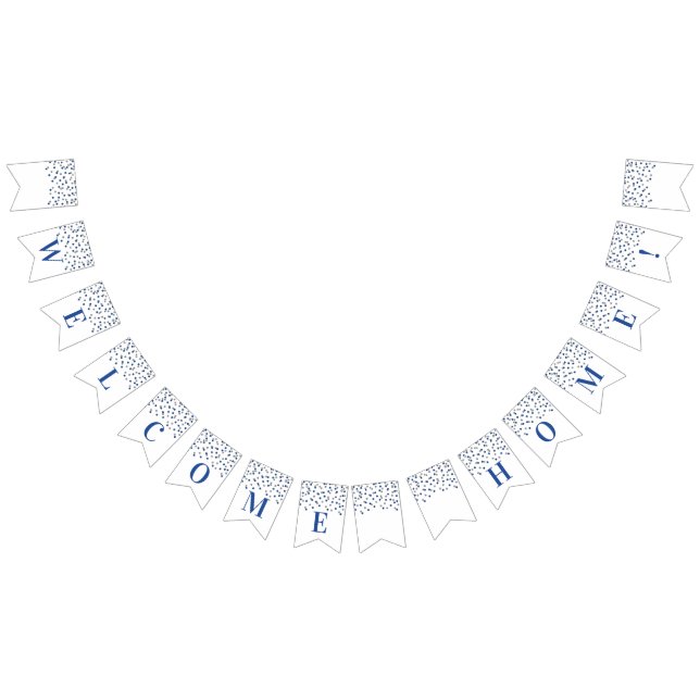 À Fanions Bienvenue Accueil Bannière Bleu Argent Confetti (Tout)