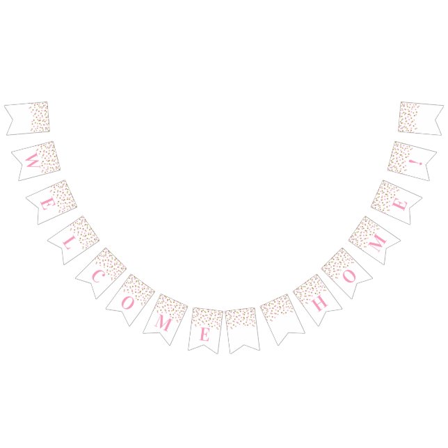 À Fanions Bienvenue Accueil Bannière Pink Gold Confetti (Tout)