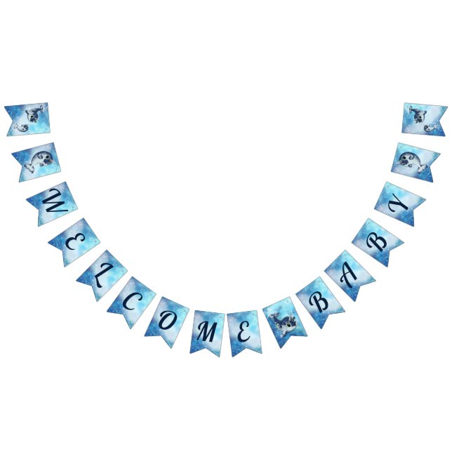 À Fanions Bienvenue Baby Narwhal Douche bannière (Tout)