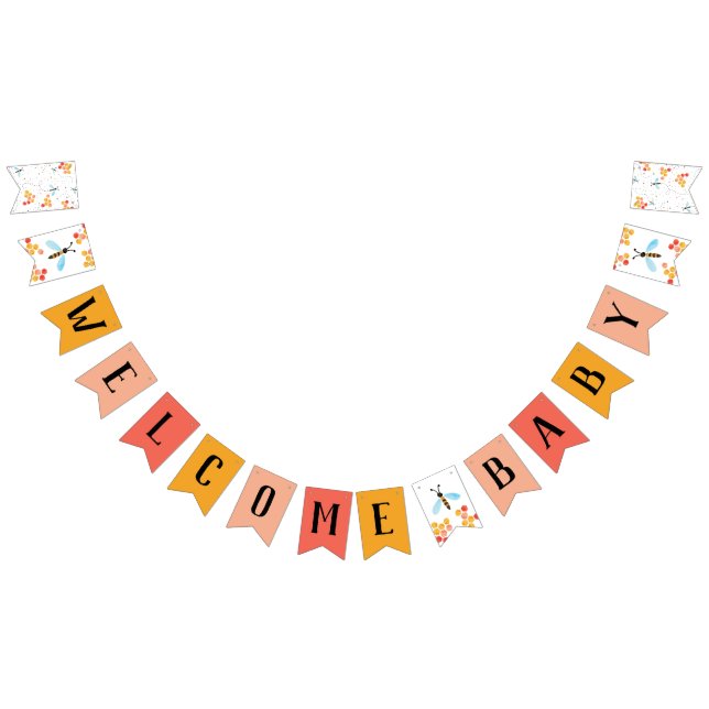 À Fanions Bienvenue Bannière de Bunting Baby shower Bee (Tout)