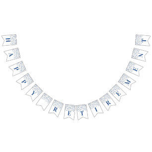 À Fanions Bonne bannière de retraite Bleu Argent Confetti