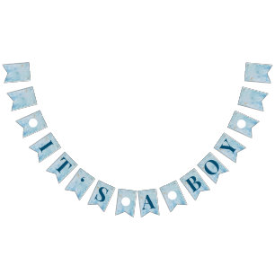 À Fanions C'est une bannière de Baby shower bleu garçon