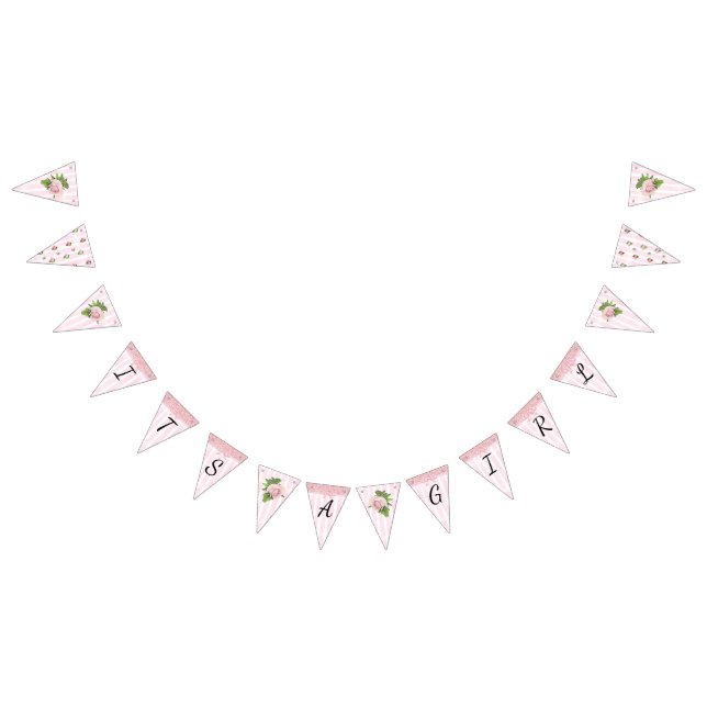 À Fanions C'est une bannière de Baby shower de rose rose ros (Tout)