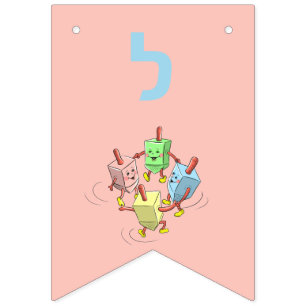 À Fanions Chanukah customise danser bannière dreidel