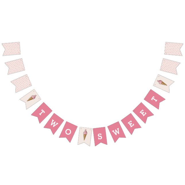 À Fanions Deux bannière de crème glacée rose doux (Tout)