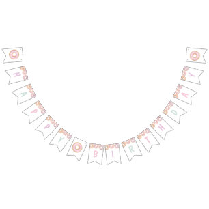 À Fanions Donut Joyeux Anniversaire Bannière de Bunting Aqua