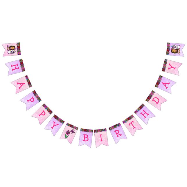 À Fanions Joyeux anniversaire Unicorn et bannière fées (Tout)