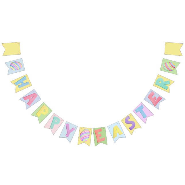 À Fanions Joyeux Pâques | Bannière Pastel Aquarelle (Tout)