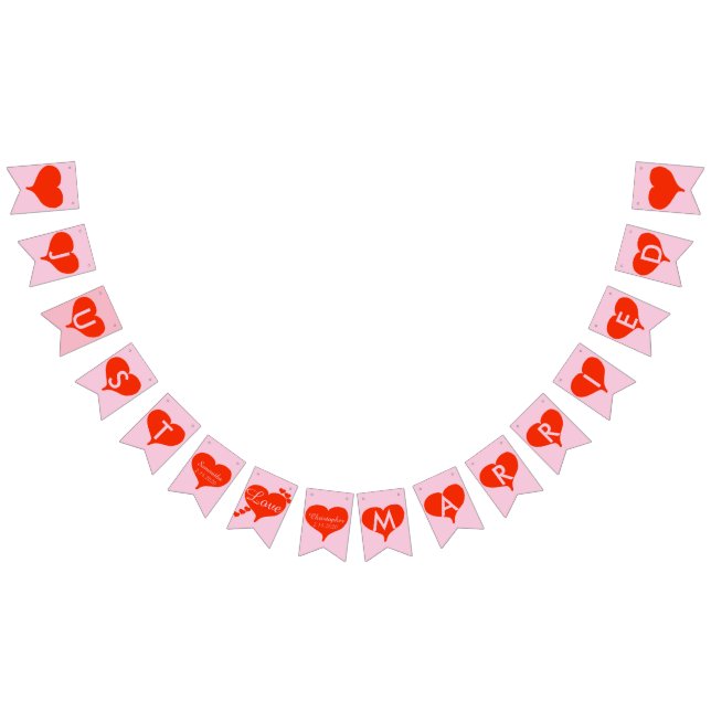 À Fanions Juste bannière rose mariée d'étamine de coeurs (Tout)