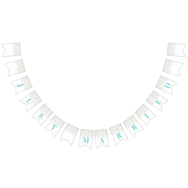 À Fanions Juste confettis bleu-clair mariés d'or de bannière (Tout)