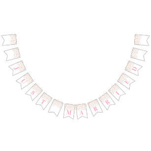 À Fanions Juste Marié Bannière Pink Gold Confetti