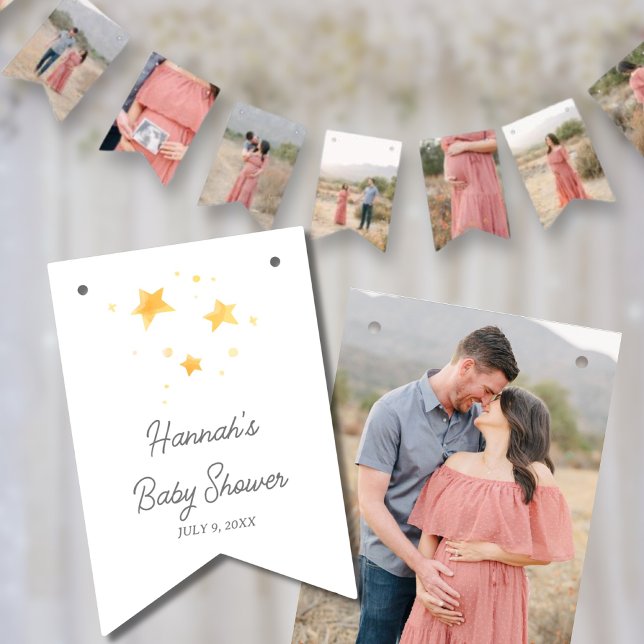 À Fanions Little Stars Baby shower personnalisé bannière pho (Little Stars Personalized Baby Shower Photo Banner
)