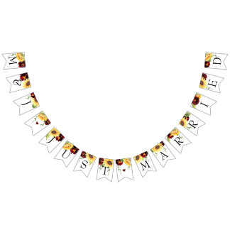 À Fanions Mariage rose De Tournesol Juste Marié Bannière De 