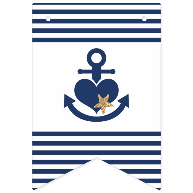 À Fanions Marine et or nautiques de bannière de Fête de la (Premier drapeau)