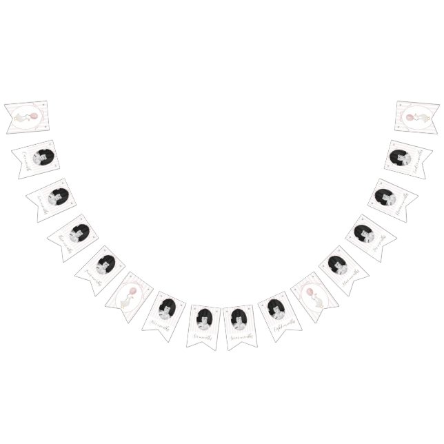 À Fanions Oie soie rose Bannière photo 12 mois (Tout)