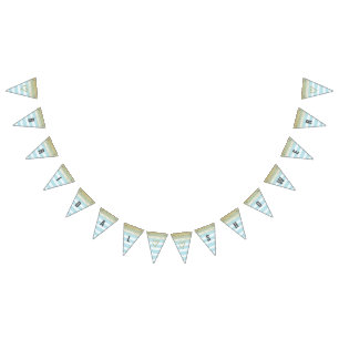 À Fanions Or et bannière bleue de Fête de la mariée
