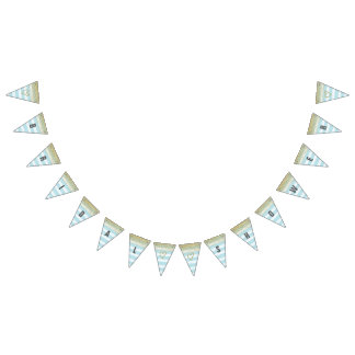 À Fanions Or et bannière bleue de Fête de la mariée