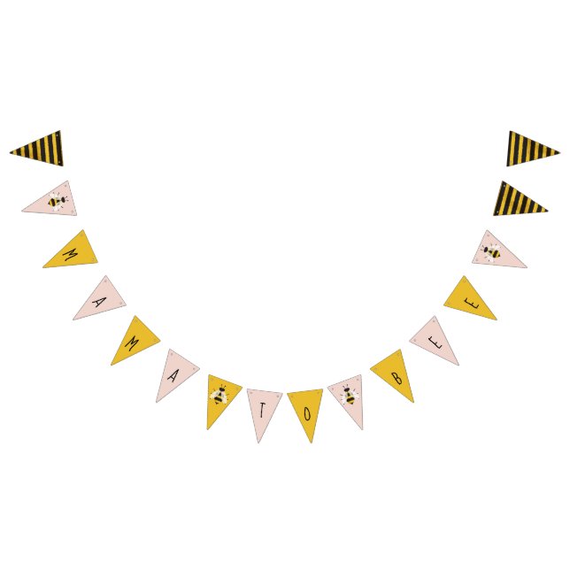 À Fanions Panneau de bannière de Bunting d'abeilles en rose  (Tout)