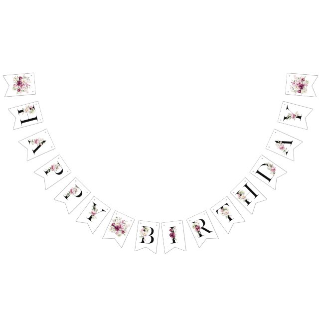 À Fanions Peonies Fleurs joyeuses Bannière d'anniversaire (Tout)