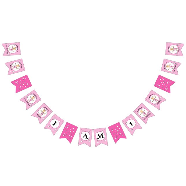 À Fanions Petite princesse rose Bannière d'anniversaire pour (Tout)