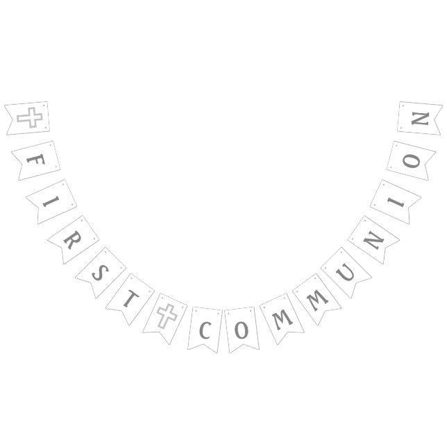 À Fanions Première bannière de communion de croix grise (Tout)