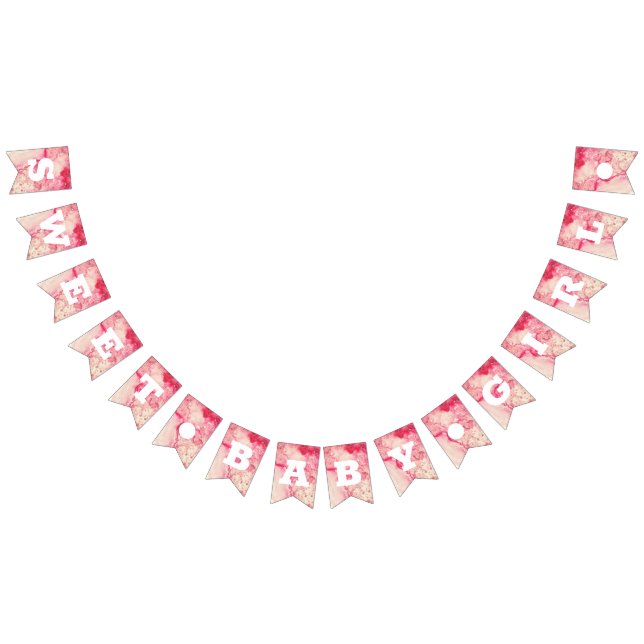 À Fanions Sweet Baby Girl Baby shower rose bannière d'annive (Tout)