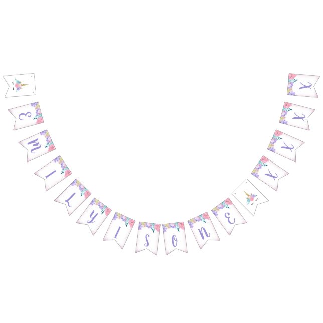 À Fanions Unicorn Visage Anniversaire Bannière Personnalisée (Tout)