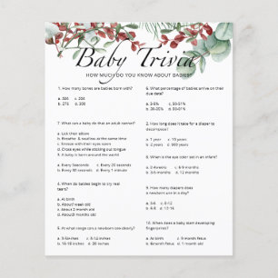 À feuillage persistant Baby Trivia Baby shower Jeu