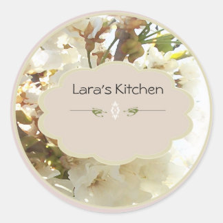 à fleurs blanches étiquettes