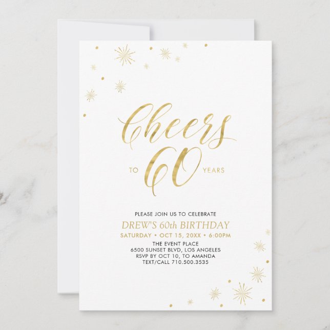 À la 60 | Or  Moderne Invitation pour 60e annivers (Devant)