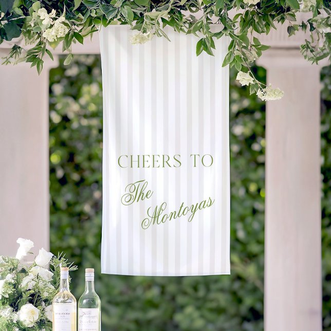 À la bannière de mariage vert sauge et beige (Cheers to Sage Green & Beige Wedding Banner)