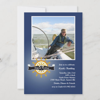 À la barre (marine) Invitation photo nautique
