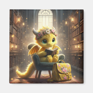 À la bibliothèque - Aimant Dragon Jaune