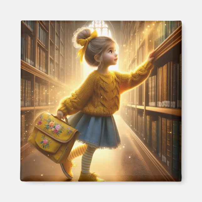 À la bibliothèque - Aimant jaune (Devant)