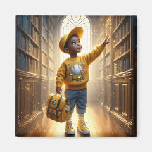 À la bibliothèque - Aimant jaune