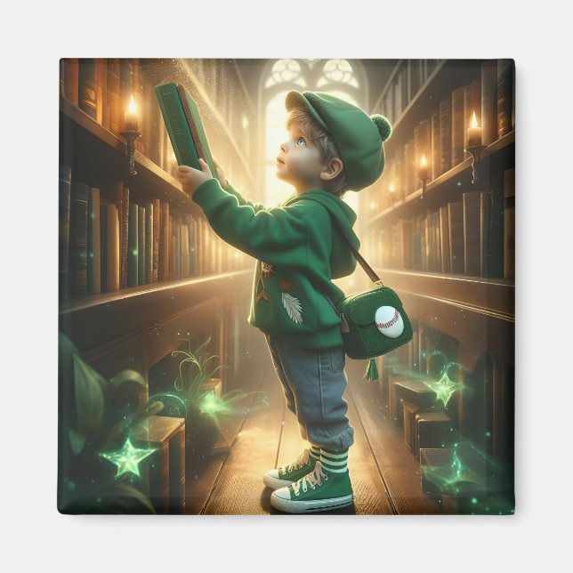 À la bibliothèque - Aimant vert (Devant)